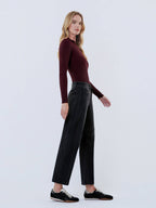 HIGH RISE BLACK ANKLE BARREL LEG JEANS