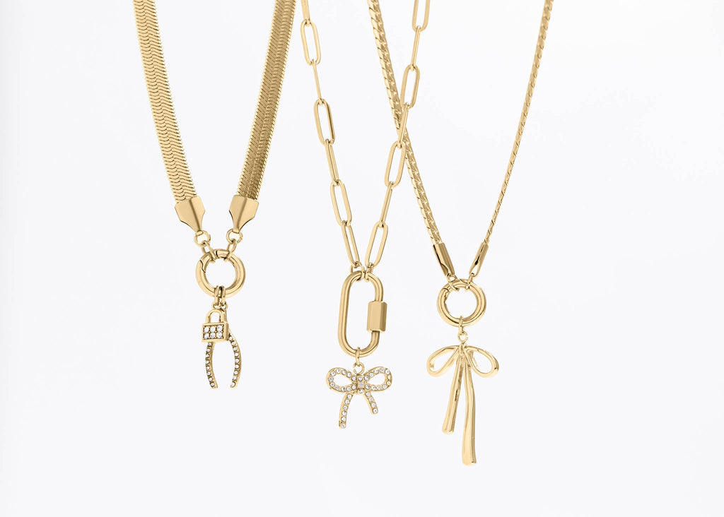 18K Gold Paperclip Carabiner Necklace
