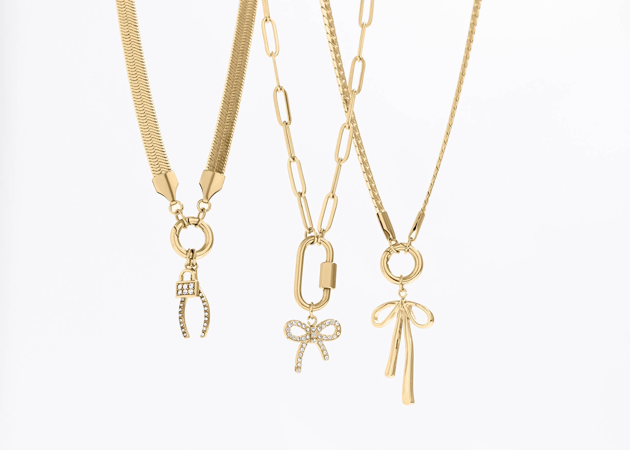 18K Gold Paperclip Carabiner Necklace