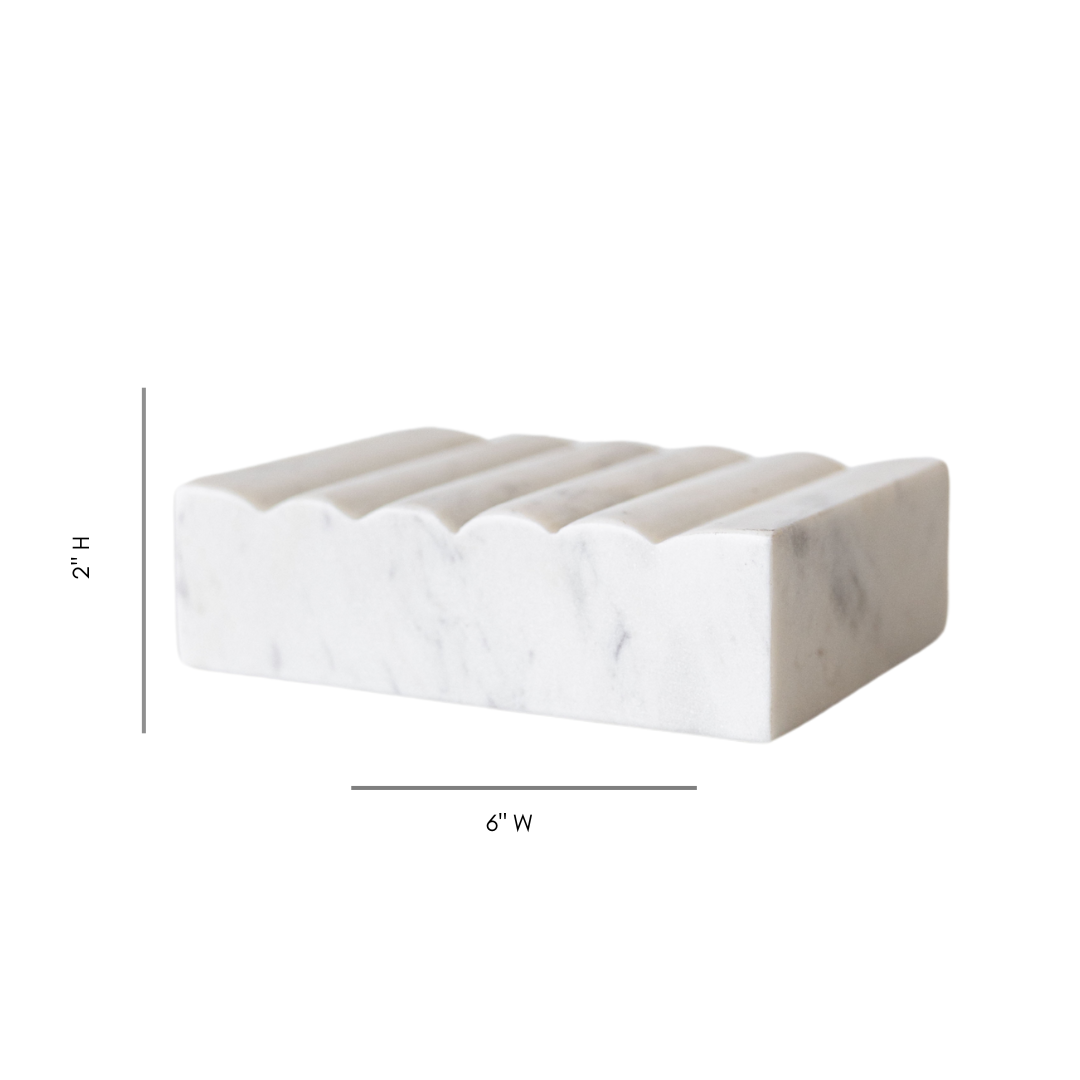 White Scalloped Marble Soap Dish