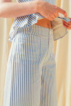 STRIPE STRETCH FABRIC POCKET FRONT PANTS
