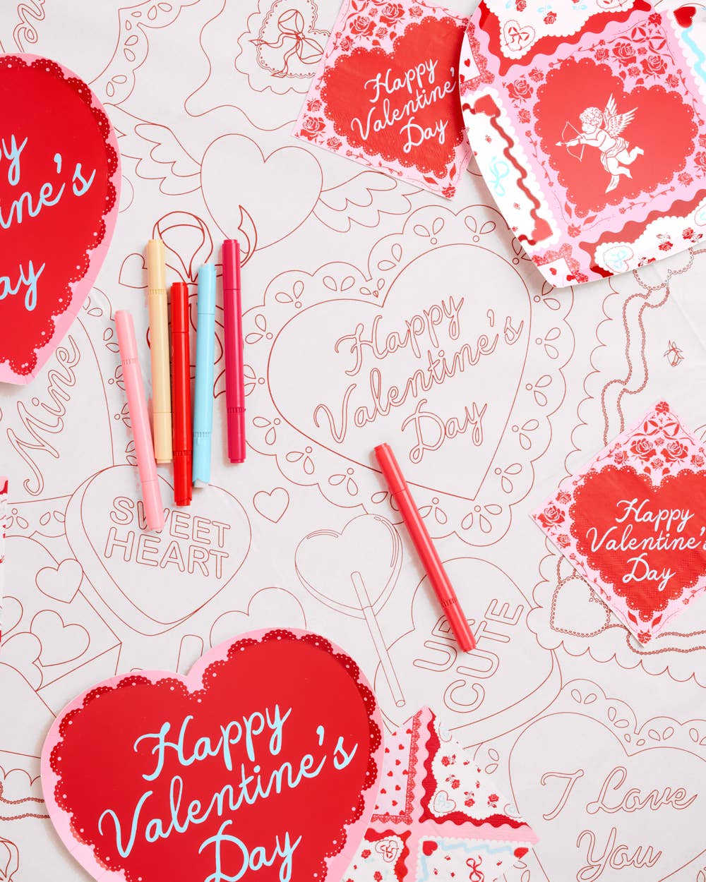 Valentine's Kids Coloring Tablecloth