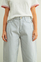 MINI CHECKER PATTERN BARREL PANTS