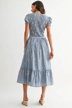 Smocked Floral Midi Dress