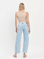 HIGH RISE LIGHT WASH BARREL LEG JEANS