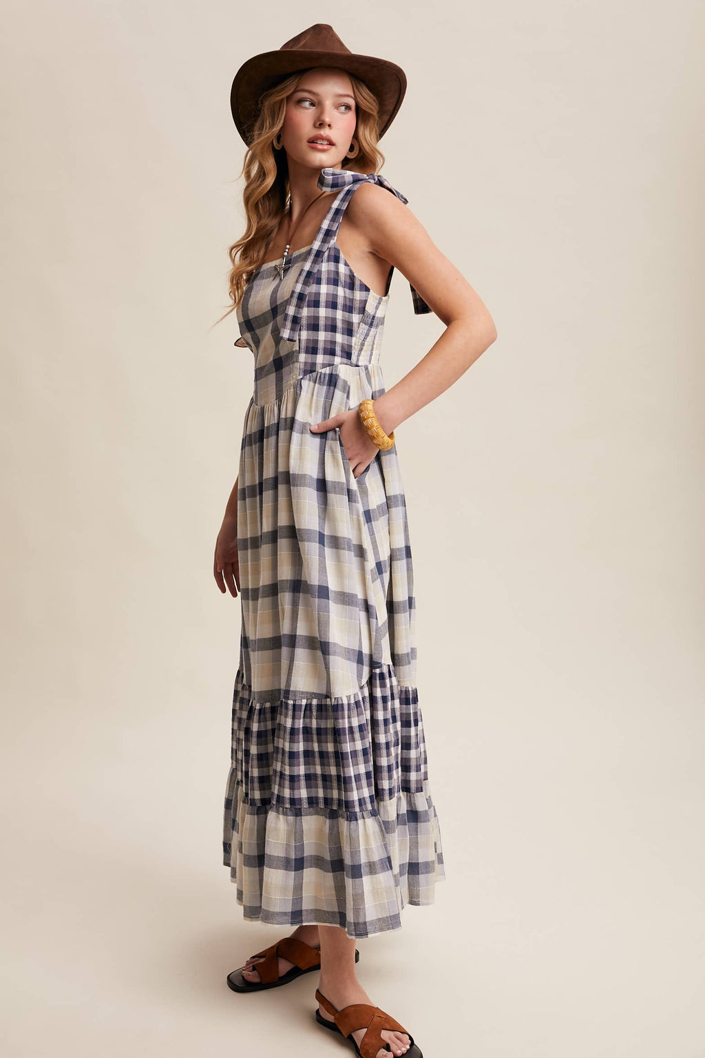 Gingham Tiered Maxi Dress