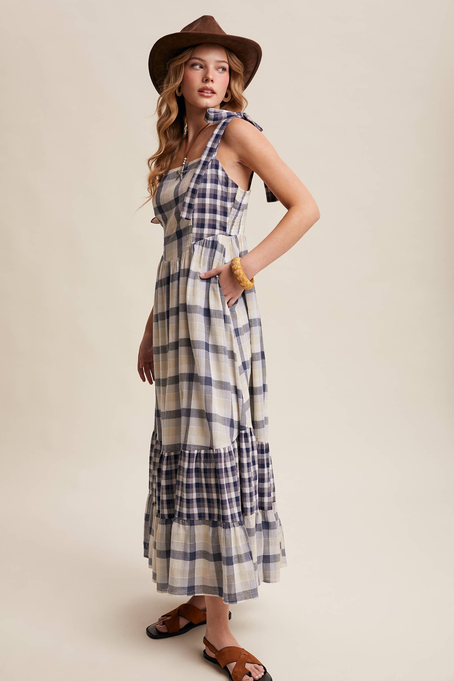 Gingham Tiered Maxi Dress