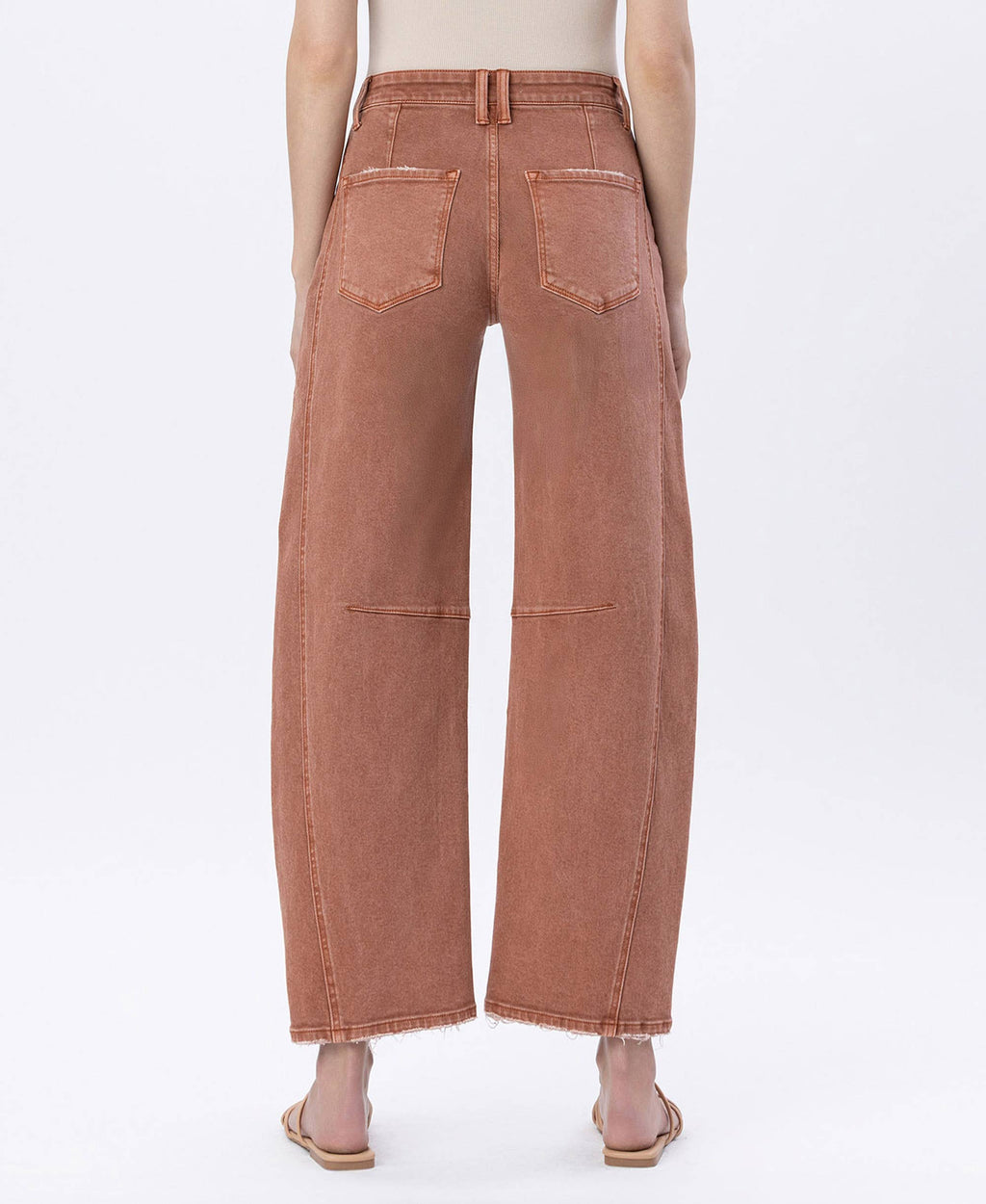 HIGH RISE COPPER COLOR TWIST BARREL JEANS