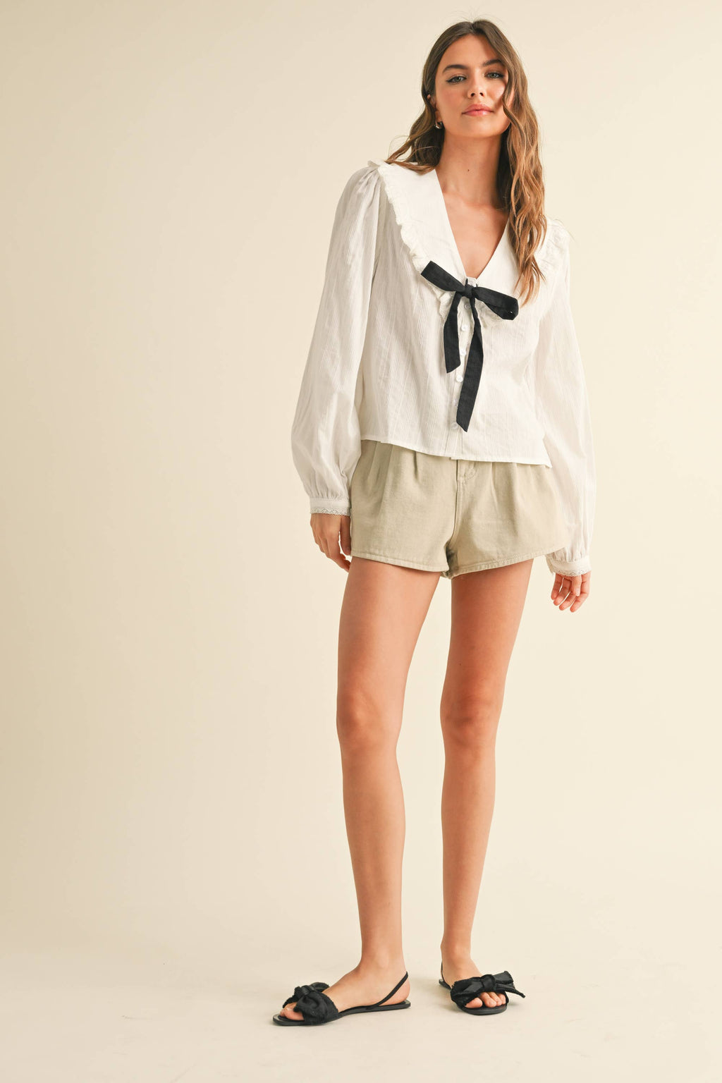 Textured Fabric Blouse with Tie