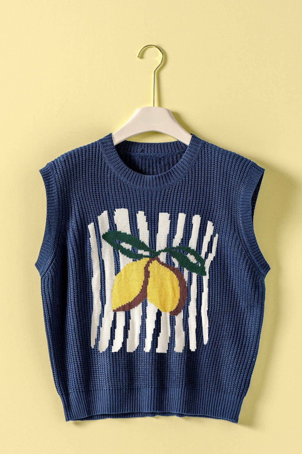 Lemon Graphic Knit Vest Citrus Print