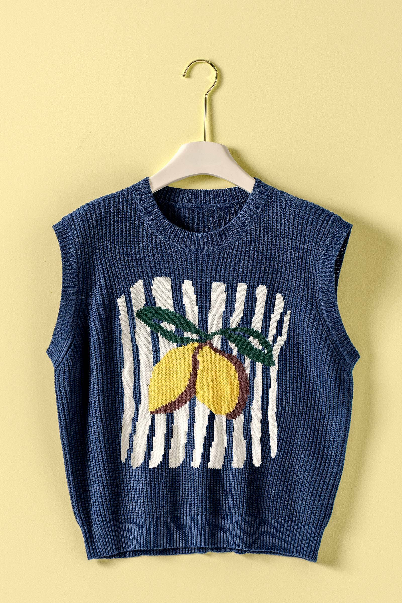 Lemon Graphic Knit Vest Citrus Print