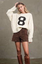 Cable Knit Varsity Sweater