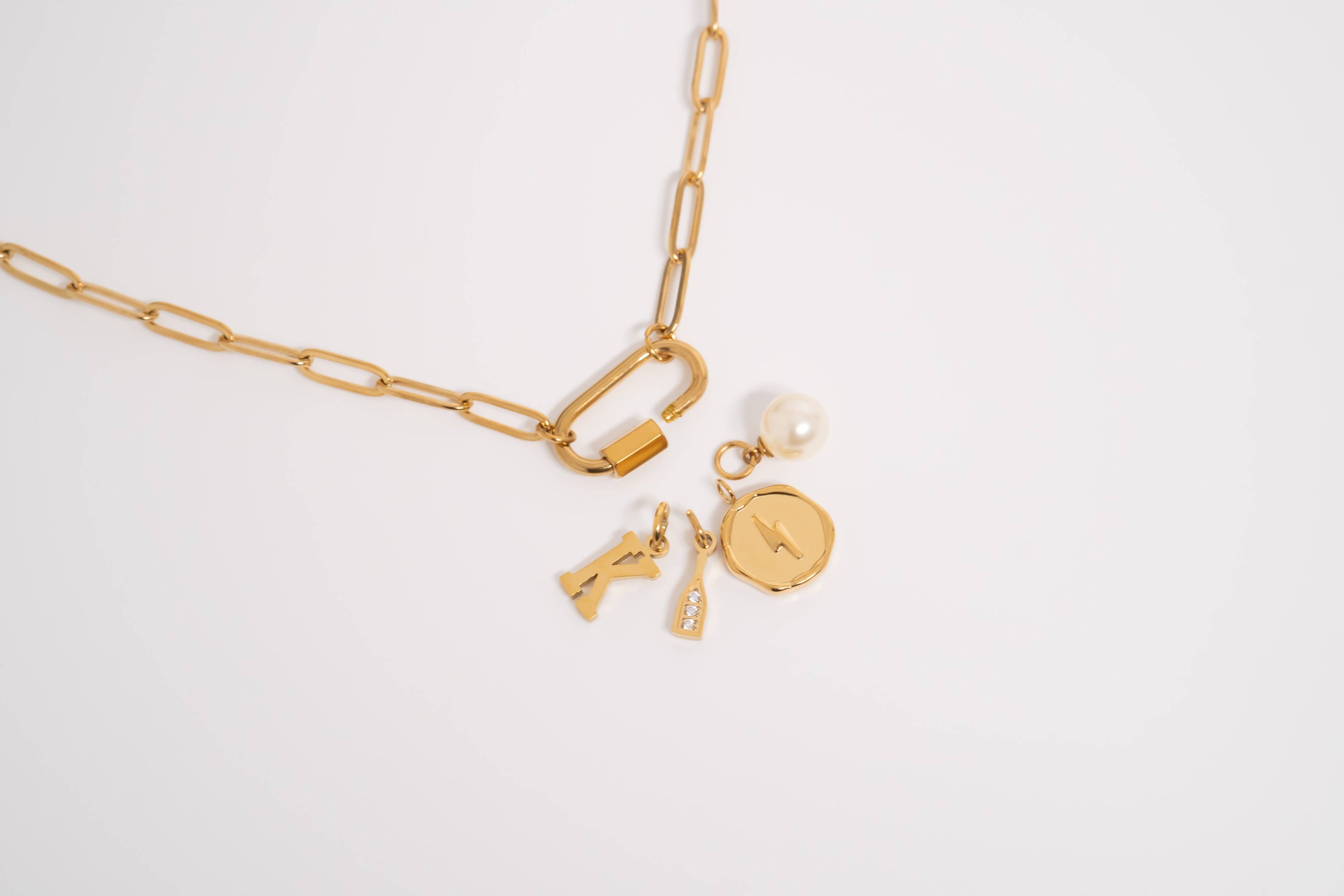 18K Gold Paperclip Carabiner Necklace