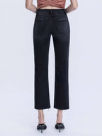 MID RISE BLACK ANKLE STRAIGHT JEANS