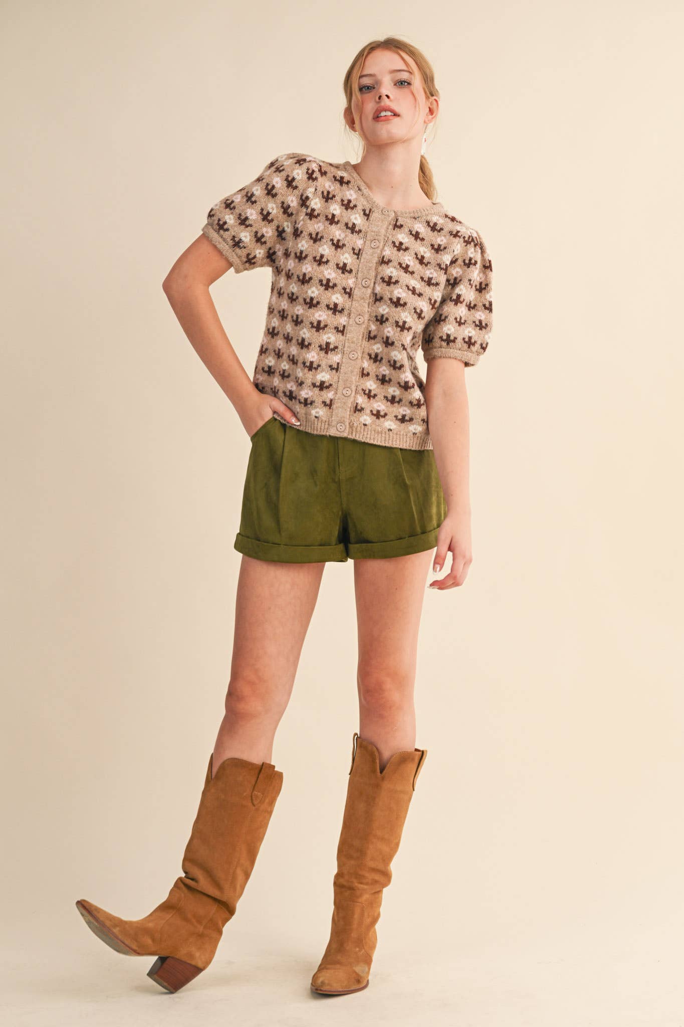 Floral Short Sleeve Cardigan