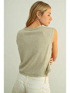 Pinstriped Sleeveless Knit Top