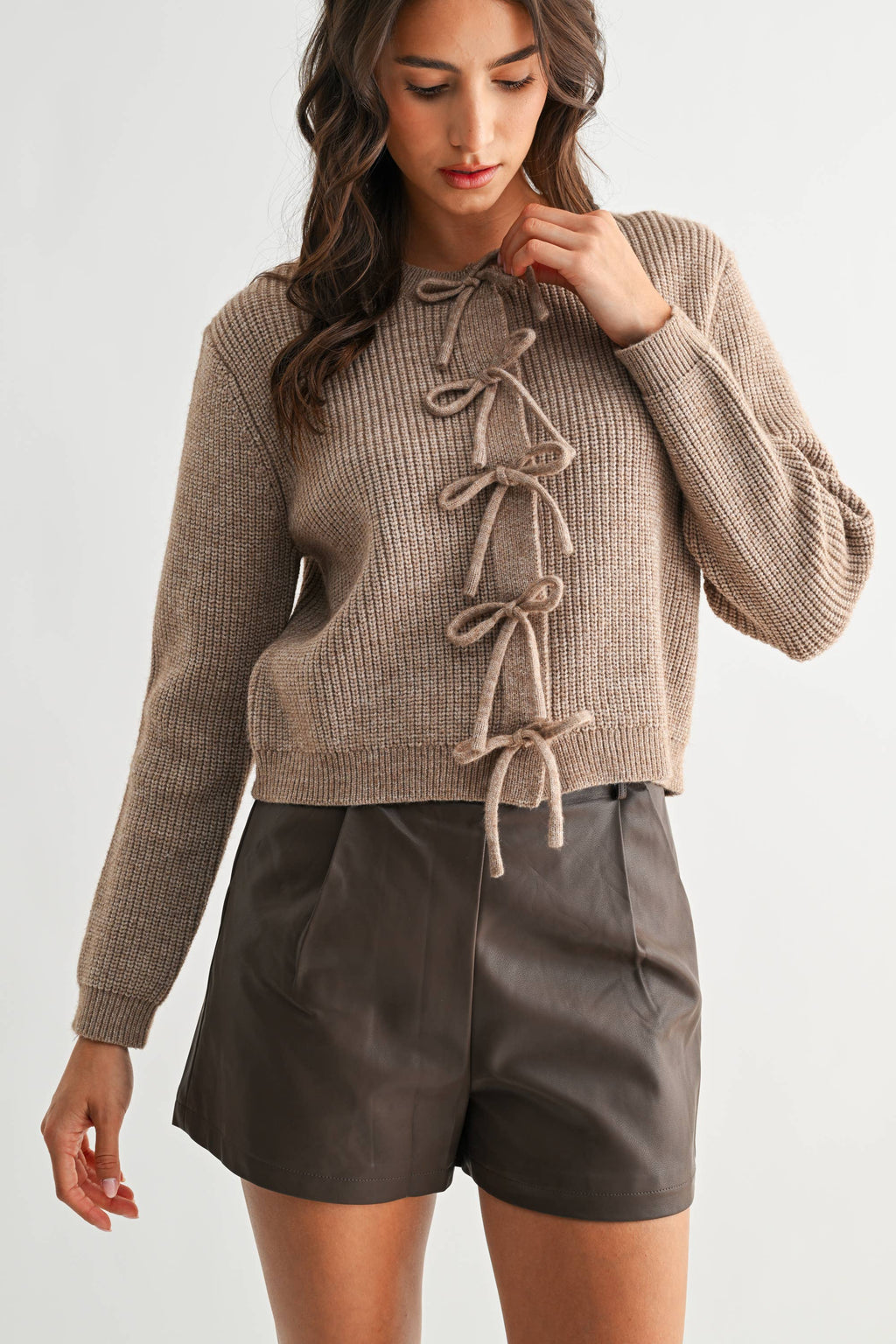 Bow Tie Front Knit Sweater