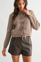 Bow Tie Front Knit Sweater