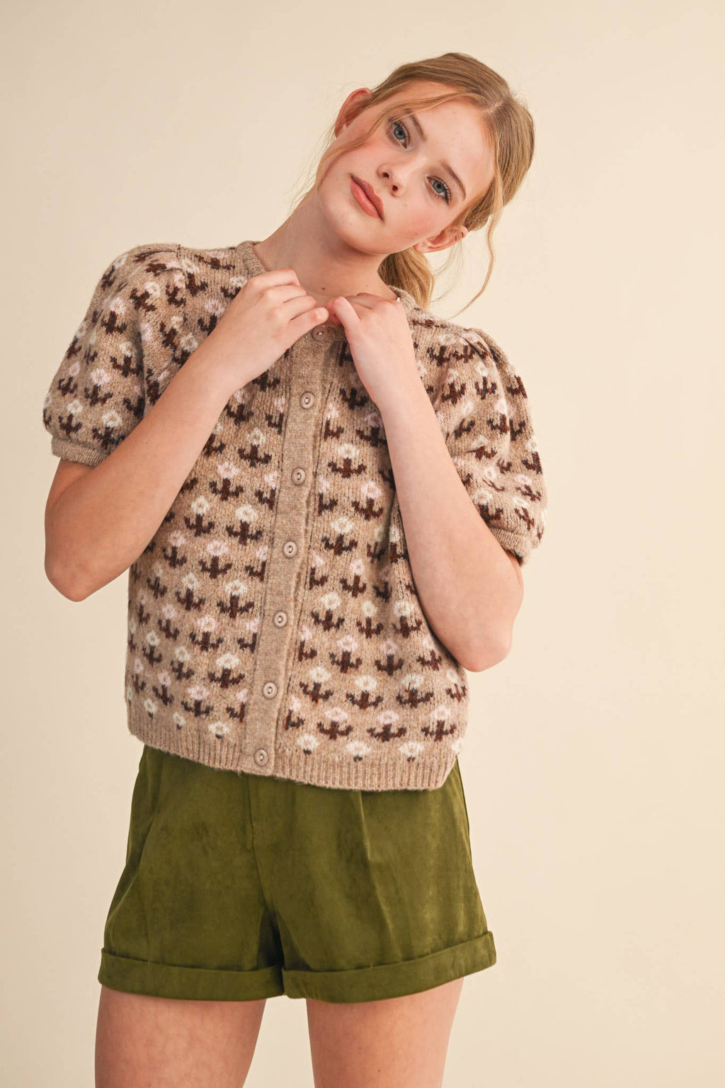 Floral Short Sleeve Cardigan