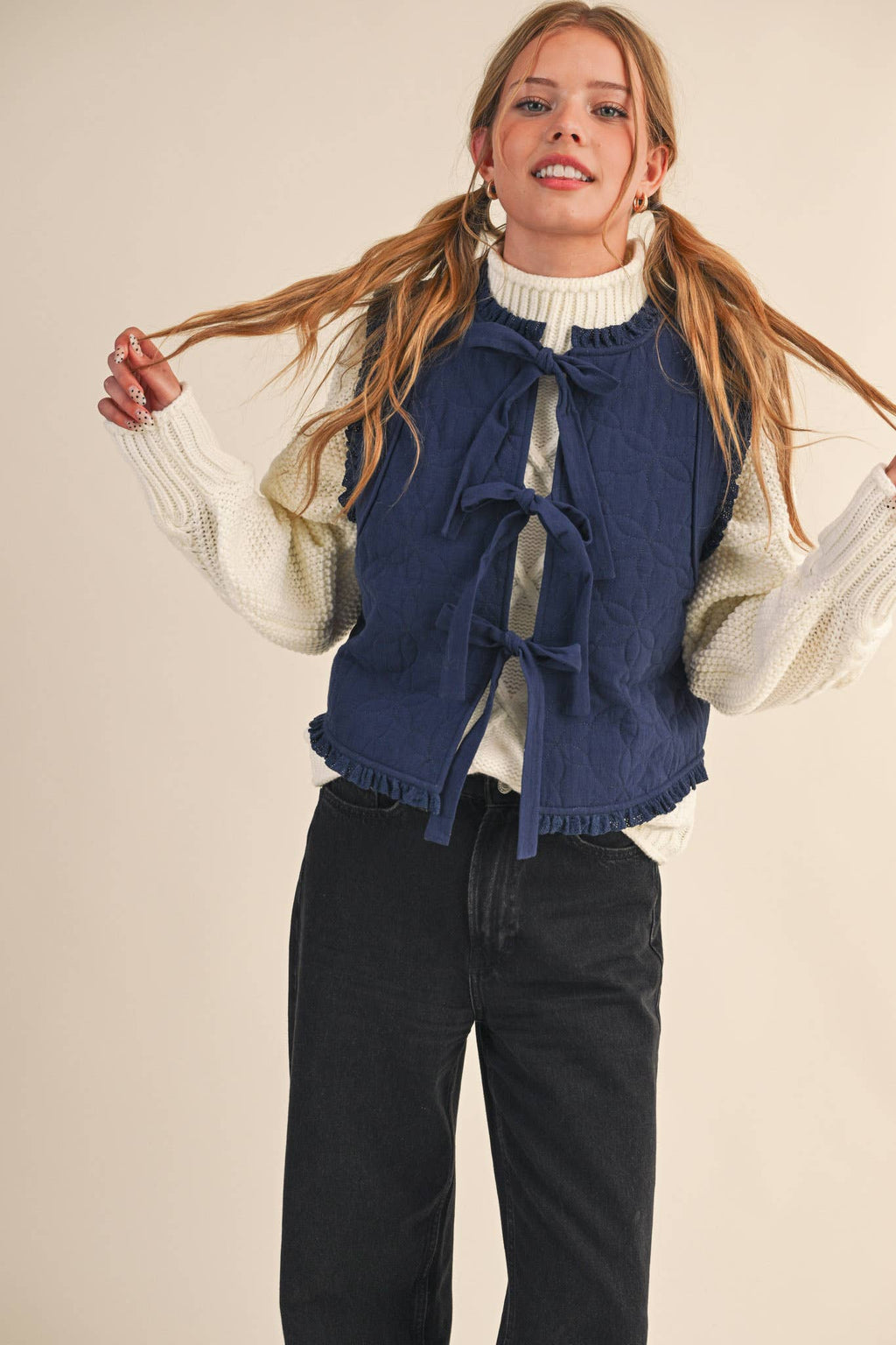 Floral Lace Trim Vest