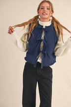 Floral Lace Trim Vest