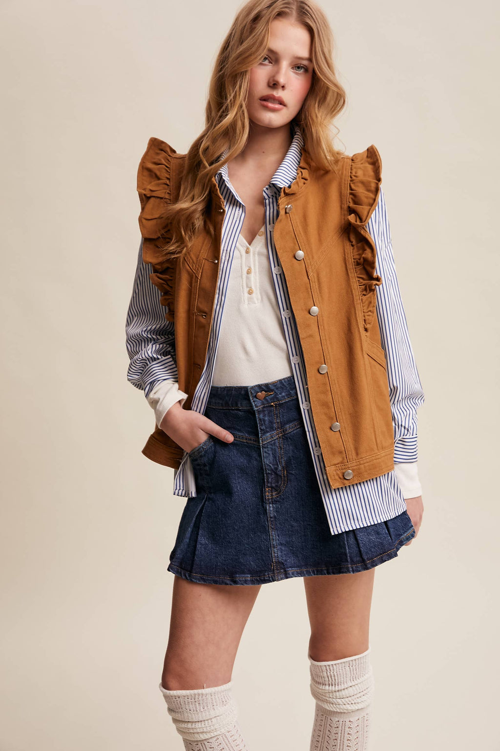 Ruffle Trim Vest