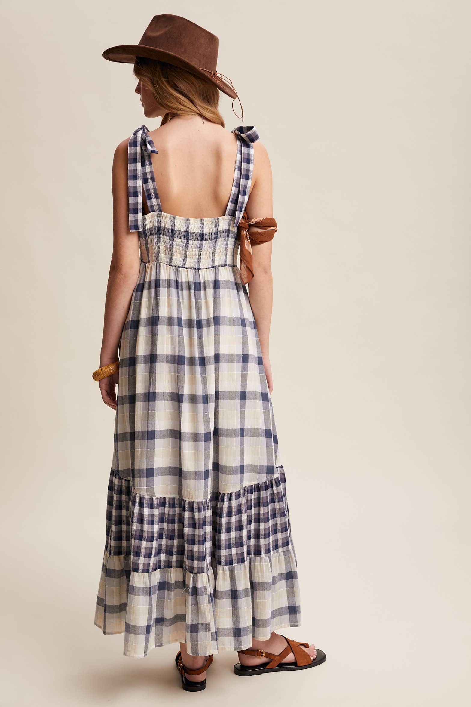 Gingham Tiered Maxi Dress