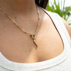 18K Gold Paperclip Rhinestone Necklace