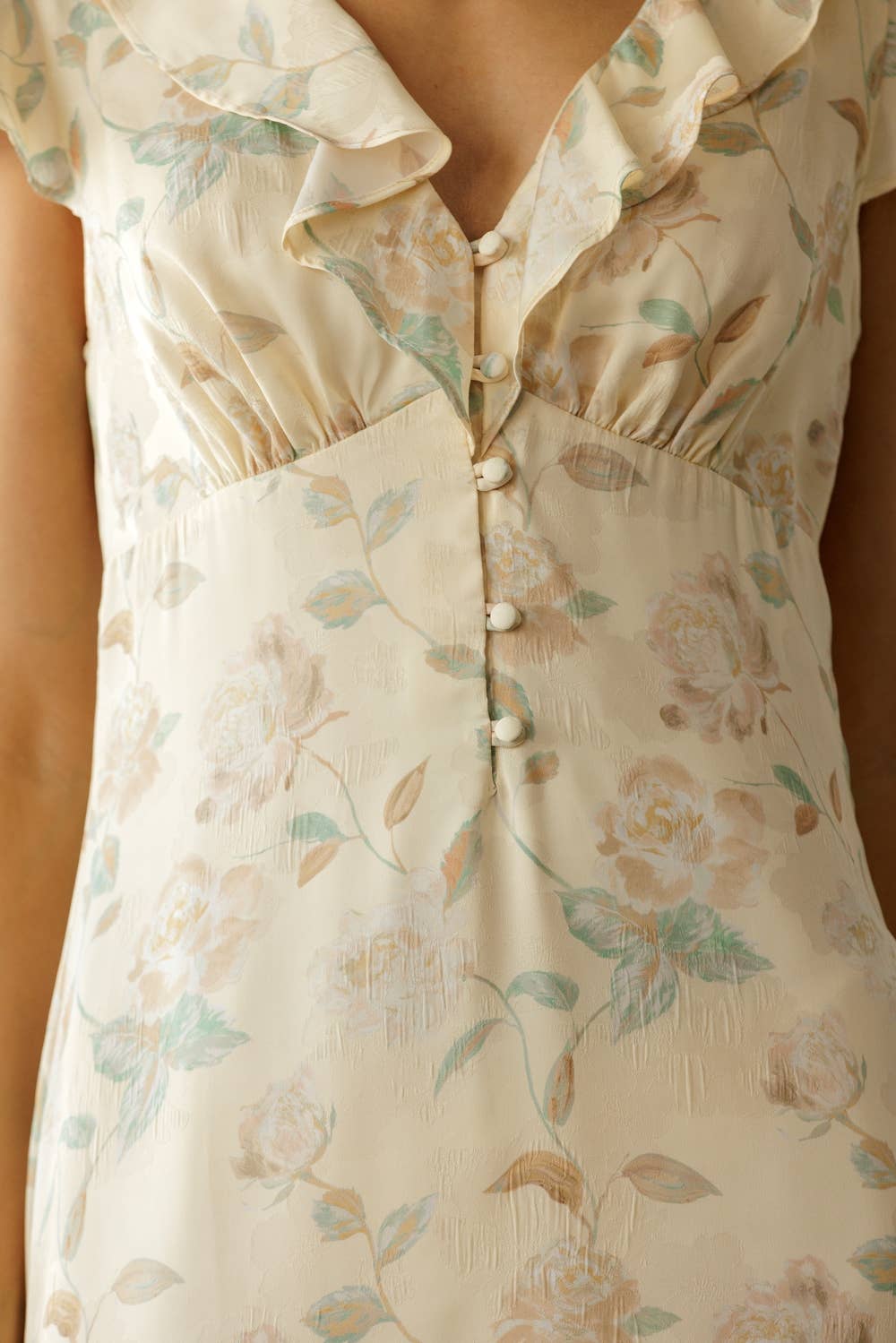 MULTI FLORAL RUFFLE MIDI DRESS