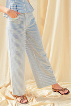 STRIPE STRETCH FABRIC POCKET FRONT PANTS