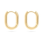 18K Gold Oval Huggie Earrings
