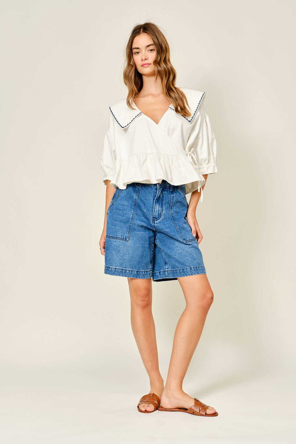 POCKET A LINE BERMUDA SHORTS