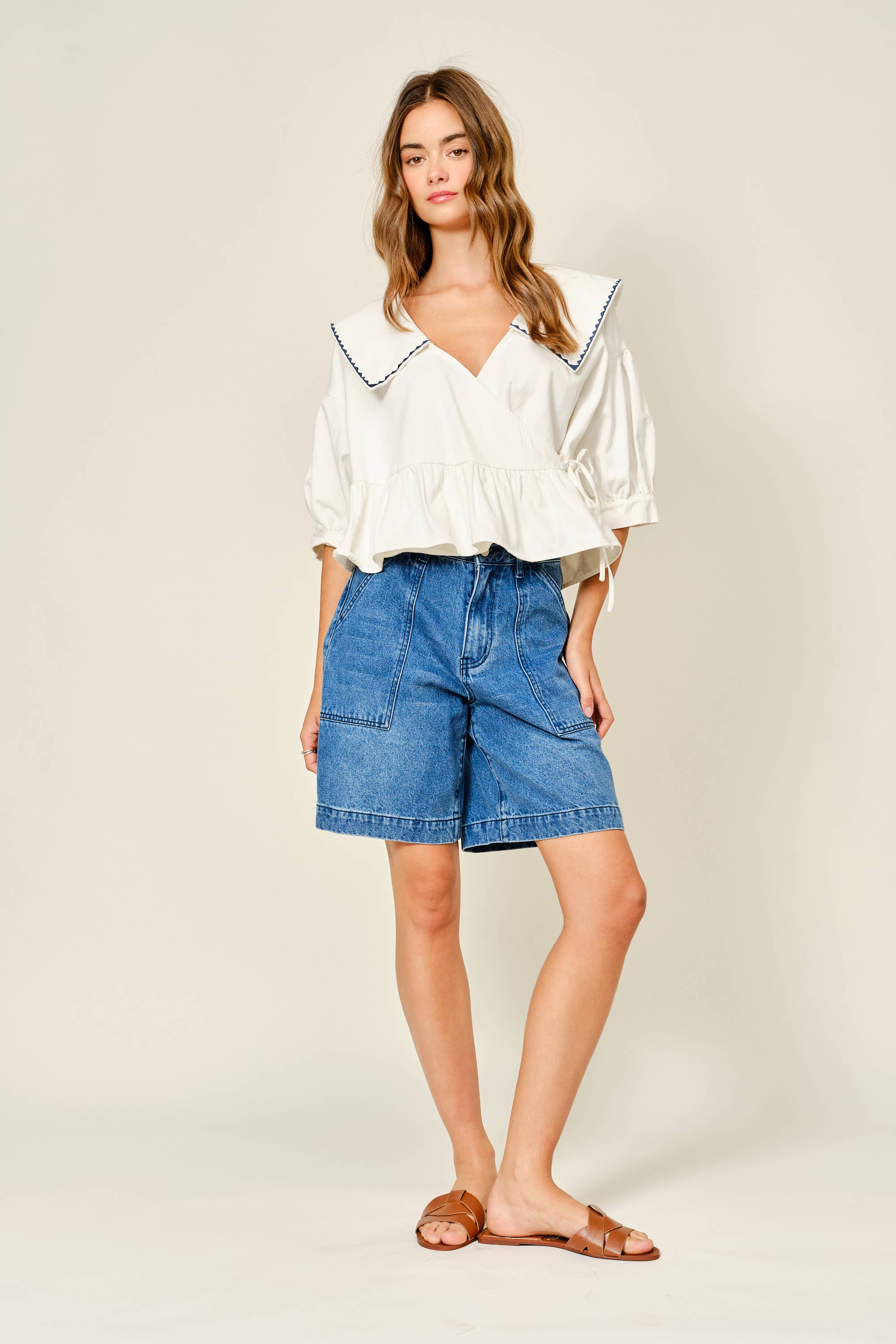 POCKET A LINE BERMUDA SHORTS