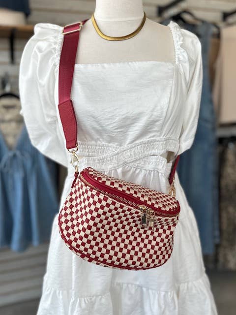 Birdie Saddle Checkered Crossbody Bag