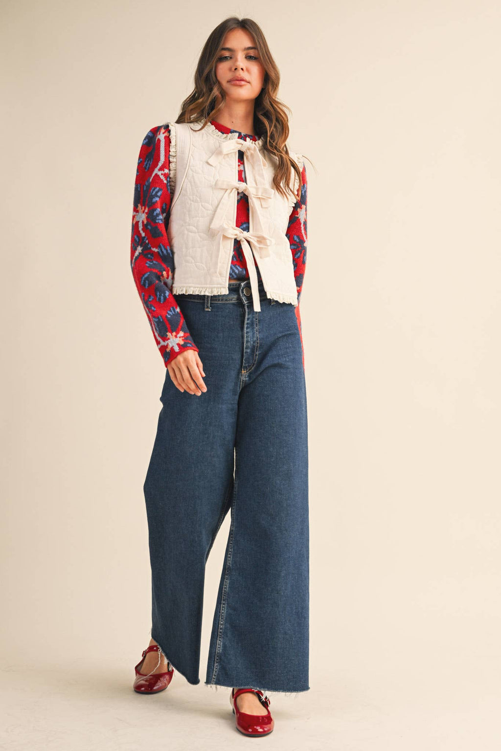 Floral Lace Trim Vest