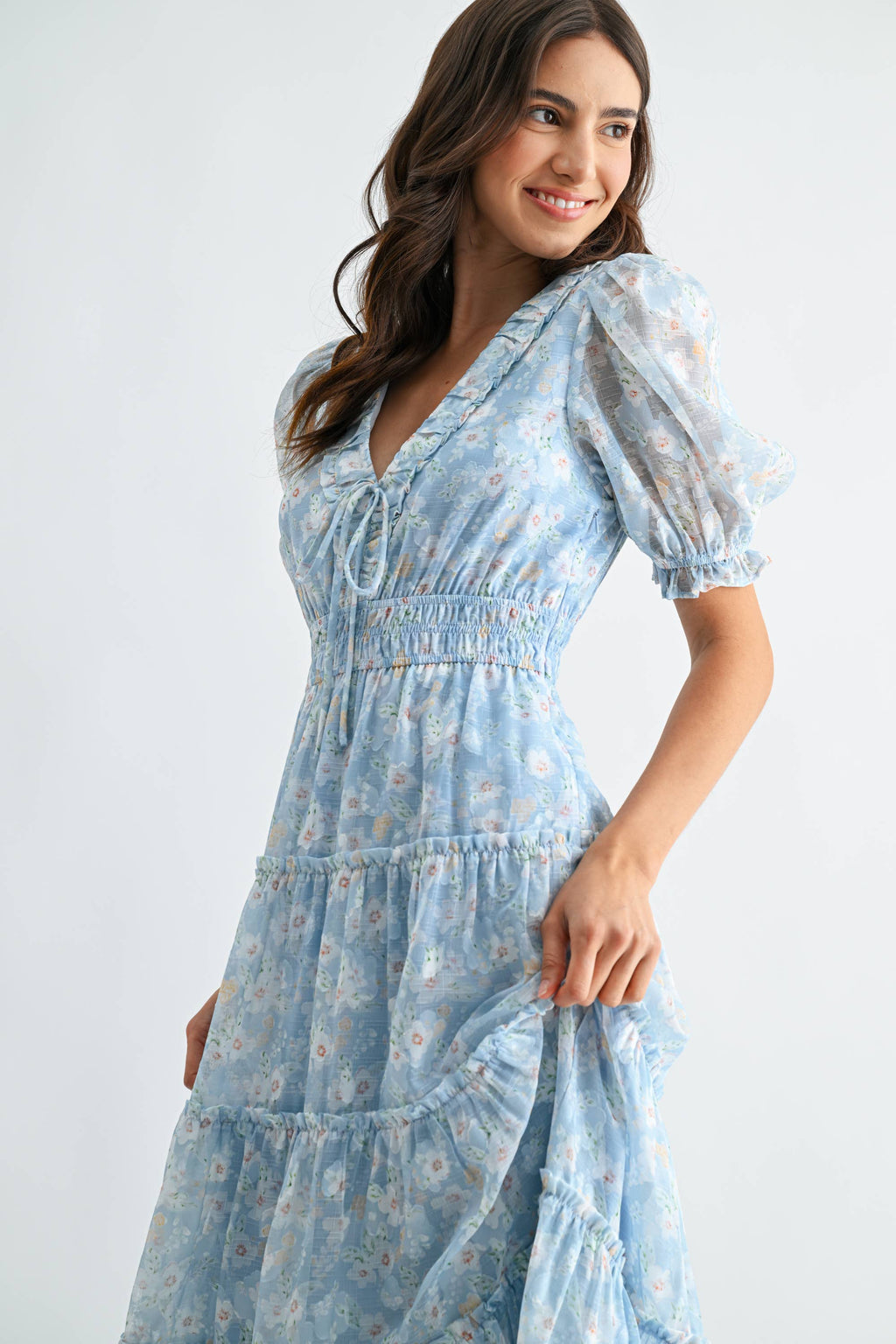 Floral Maxi Dress with Puff Sleeves