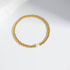 18K Gold Stretch Bracelet with Pearl