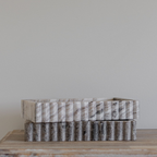 Scalloped Marble Fluted Bridge Tray Beige Gray