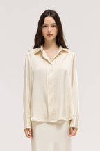 HIDDEN PLACKET SATIN SHIRT