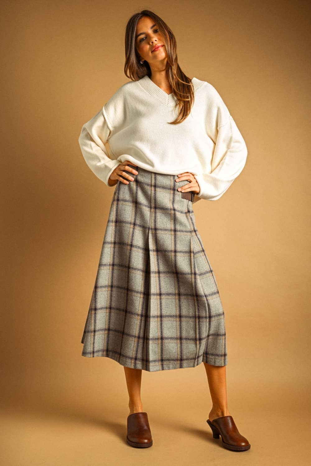 PLAID LONG SKIRT