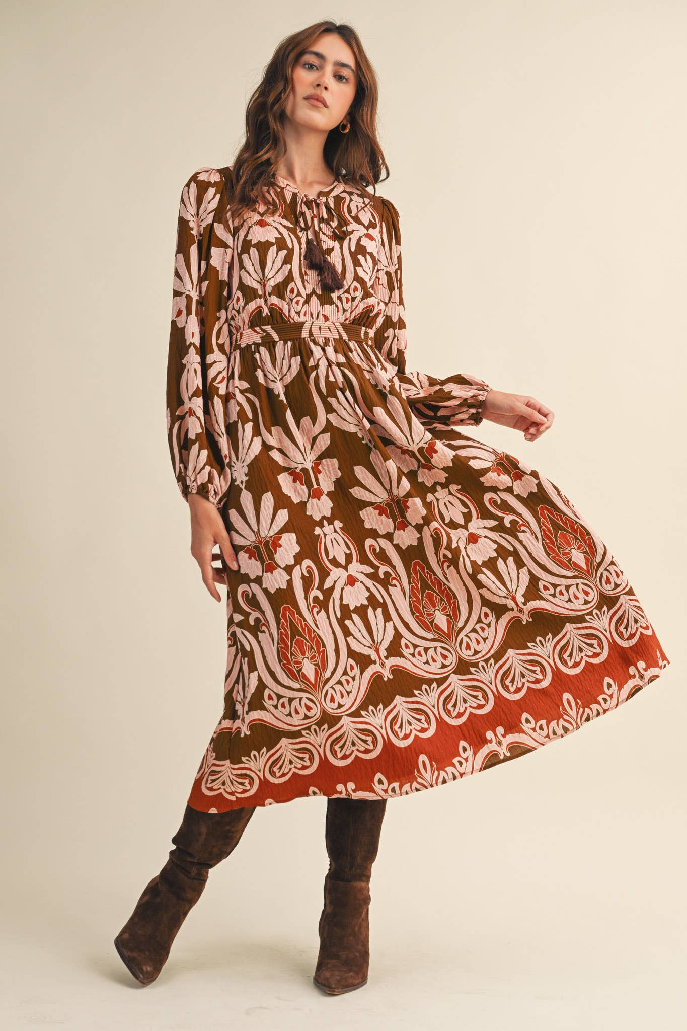 FLORAL PRINT MIDI DRESS