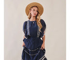 Embroidered Tiered Maxi Skirt & Top Set
