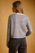 STRIPED PATTERN BUTTON FRONT CARDIGAN