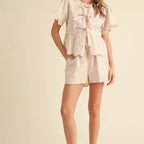 EMBROIDERED FLORAL GINGHAM BOTTOM