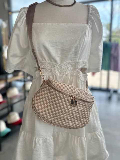 Birdie Saddle Checkered Crossbody Bag
