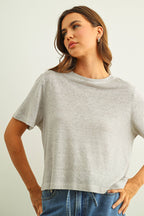 STRIPE SLUB SHORT SLEEVE TOP