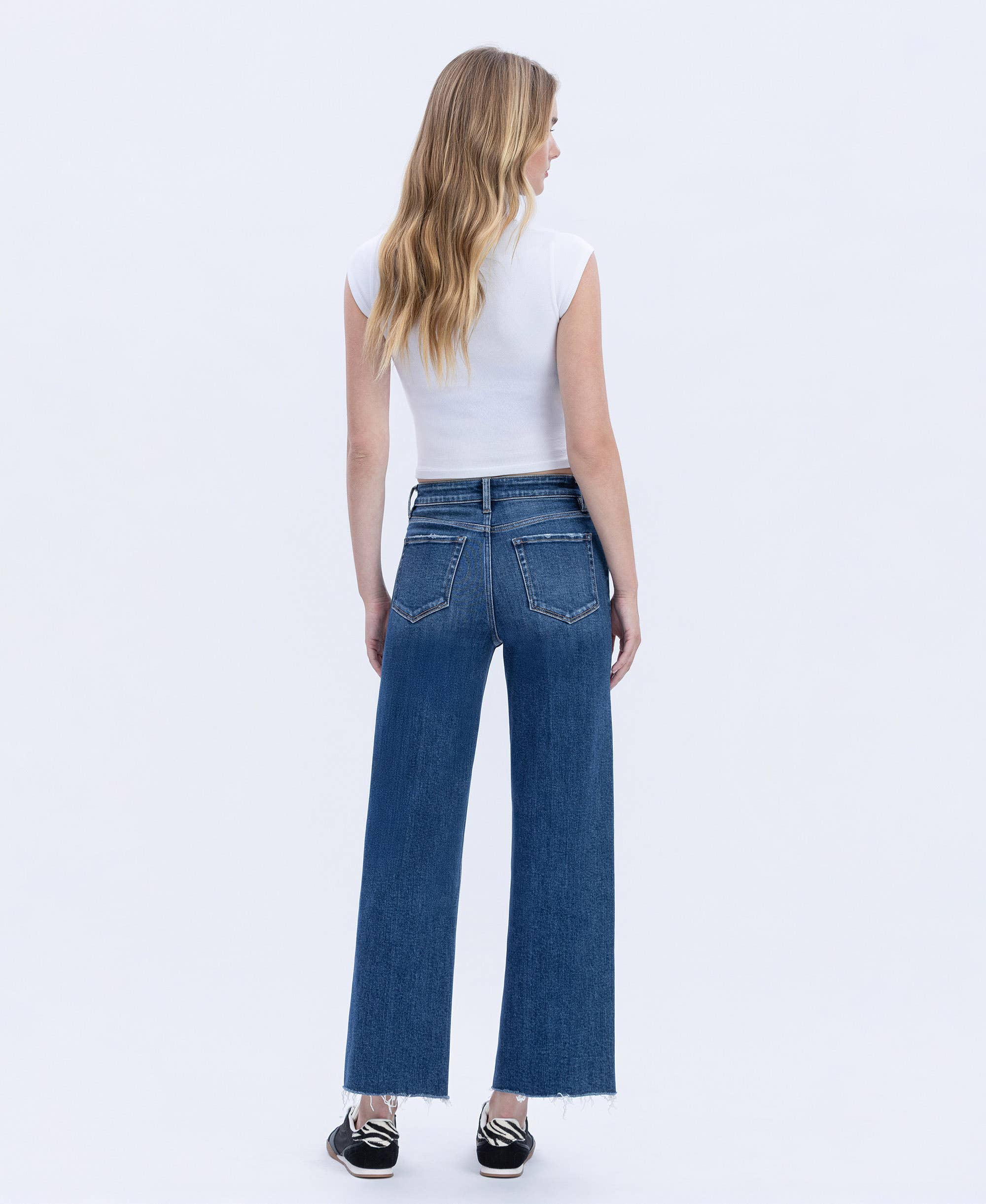 HIGH RISE TROUSER PRESS WIDE LEG JEANS