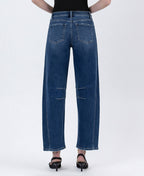 HIGH RISE DARK WASH BARREL LEG JEANS
