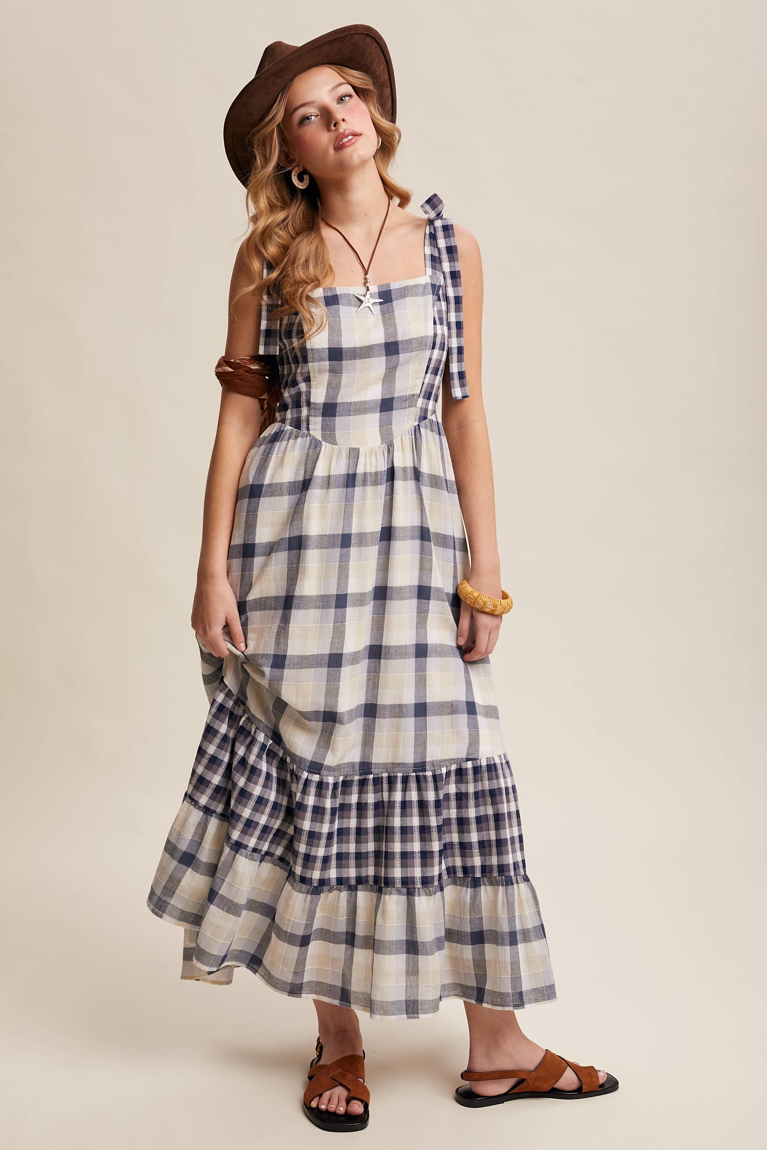 Gingham Tiered Maxi Dress