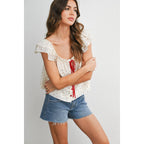 Ditsy Print Ribbon-Tie Top
